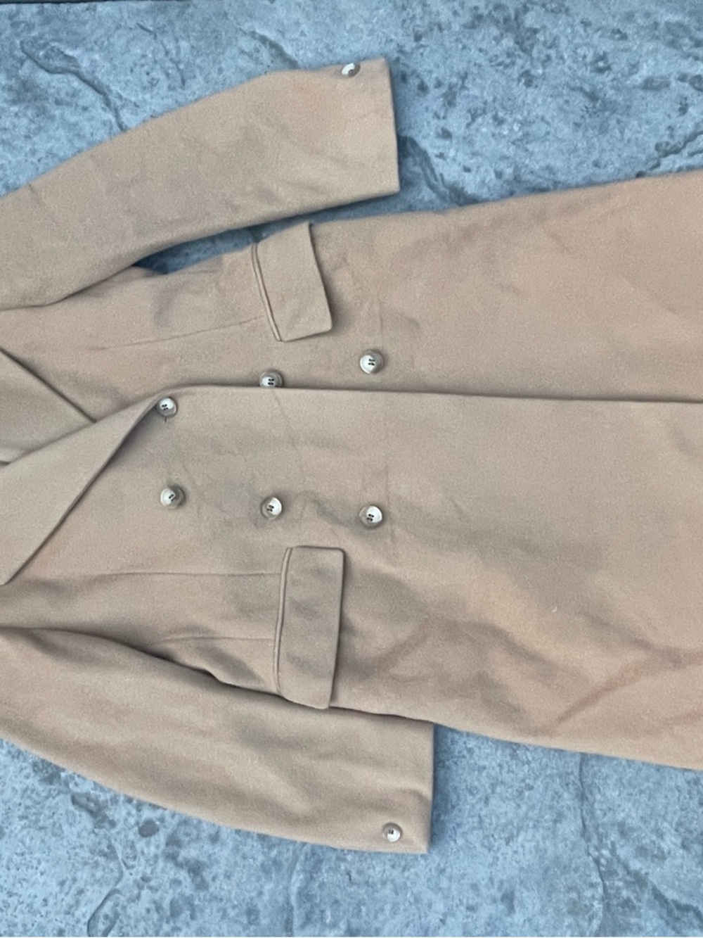Vintage Pierre Cardin Camel Wool Coat Double Breasted Tailored Classic Midi - Picture 13 of 13